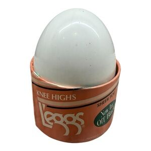 Vintage L’eggs Knee Highs Sheer Toe Off Black 2 Pair NOS Egg 1980s Made USA